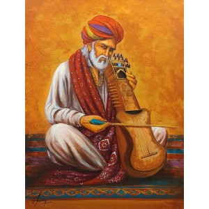 S. A. Noory, Sufi, 18 x 24 Inch, Acrylic on Canvas, Figurative Painting, AC-SAN-139